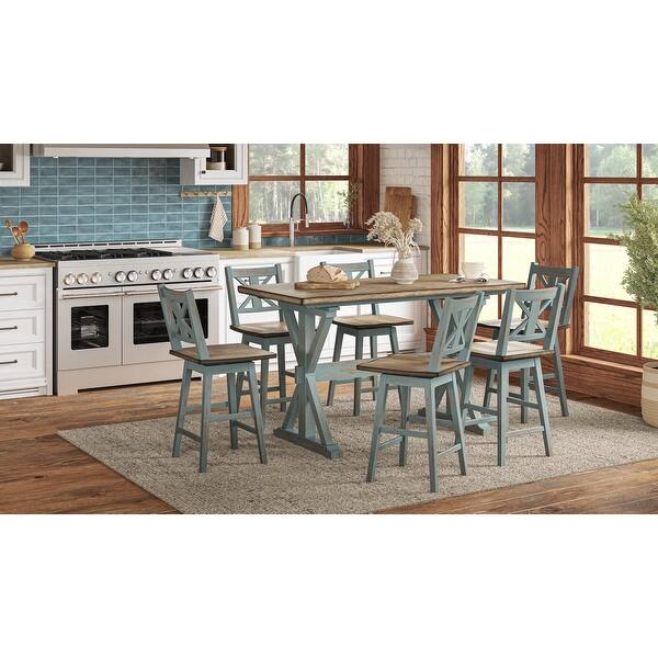 Summerville II 65" Wide Counter Dining Table with 4 Legs in Teal Teal